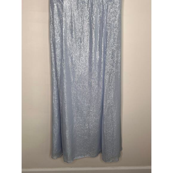 CAMI NYC Marceline Silk Blend Metallic Chiffon Crossback Maxi Dress Light Blue 6 - Picture 3 of 12